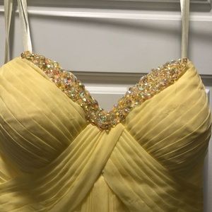 Strapless, floor length La Femme prom dress